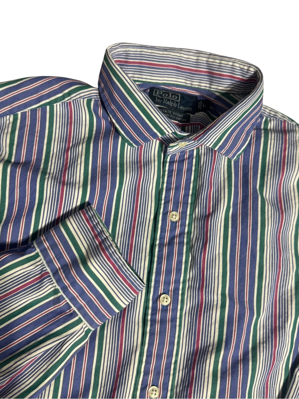 Vintage Polo Ralph Lauren Estate Shirt Long Sleeve Button Stripe Men’s Large